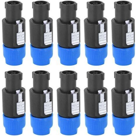 Connecteur de haut-parleur audio 10pcs C NL4FC Connecteur de câble de bougie Speakon (bleu) étanche à 4 broches (bleu) (1/5)