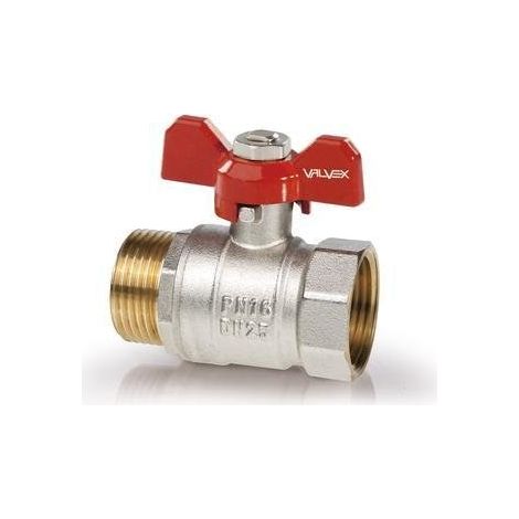 Vanne à bille ORO nickelée avec presse-étoupe papillon en aluminium (MAl) (version
