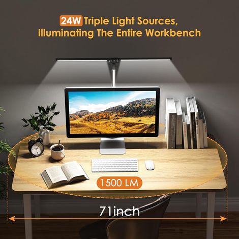 Lampe de bureau à intensité variable 272 LED avec pince, double bras pivotant, lampes de table d'architecte, 4 couleurs, température, luminosité, télécommande réglable, support pliable pour la maison,