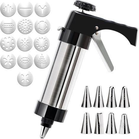 Pistolet à Biscuits avec Douilles Interchangeables - Outil de Pâtisserie pour Cookies Maison
Fabrication de Biscuits, Gâteaux et Pâtisseries Fondants - Design à Déclenchement Facile et Pièces Lavabl (1/5)
