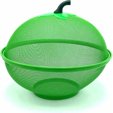 Facilitys – Corbeille à fruits en métal avec couvercle grillagé – Protection contre les insectes – Diamètre 28,5 cm – Couleur verte