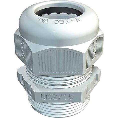 OBO Bettermann Racor de cable totalmente métrico M16 Poliamida gris claro RAL 7035, 2022864