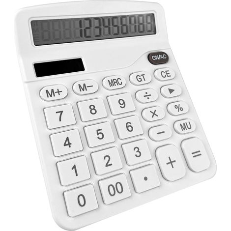 Calculatrice De Bureau A Affichage LCD - 12 Chiffres - Alimentation Double Solaire Et Pile AA - Pour Usage Domestique Et Bureau