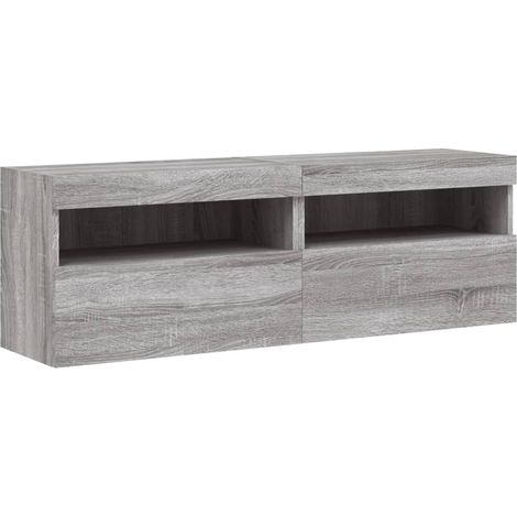 Mobili TV da parete scaffale multimediale credenza TV sala da pranzo soggiorno camera da letto e luci LED 2 pezzi sonoma 60 x 30 x 40 cm grigio 020029152