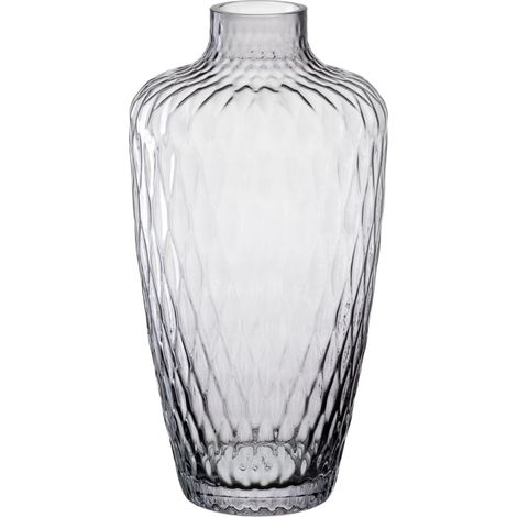 Vase à Fleurs, en Verre Gris, diamètre : 5,2 cm, au Look Tactile, pour Bouquets créatifs, Design Intemporel, Hauteur : 28 cm, Gris (1/5)