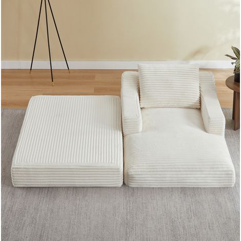 Fauteuil lounge blanc en mousse avec design double couche convertible (1/4)