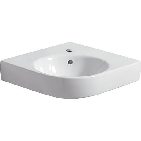 Geberit Eck-Waschtisch Renova Compact 69,5x61,5cm, m Hahnl., m ÜL, we. K-Tect (1/5)