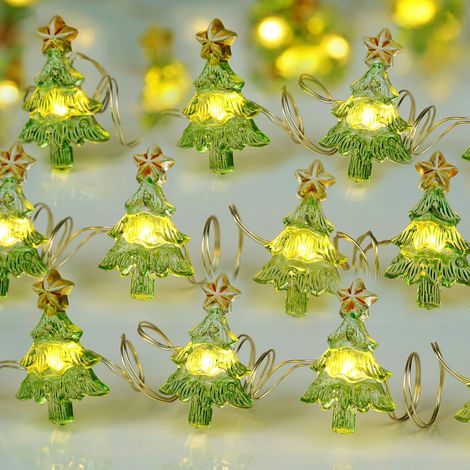 MINKUROW Catena Luminosa A Forma Di Albero Di Natale, 20 Led 6.56ft Catena Luminosa Di Natale Con Timer, Luci A Batteria Bianco Caldo Per Albero Di Natale Filo D'argento Per La Decorazione Domestica D (1/5)
