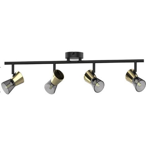 Zumaline CENTO Barra Foco de Techo, Negro Mate, Dorado, 4x G9