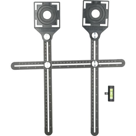 Double Head Hole Locator Multi‑Functional Glass Fixed Punch Angle Measuring Ruler (1/5)