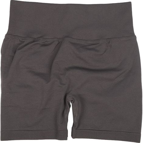 Femme short yoga taille haute galbant fessiers, soft élastique salle de sport course gaine ventre bleu gris L (1/5)