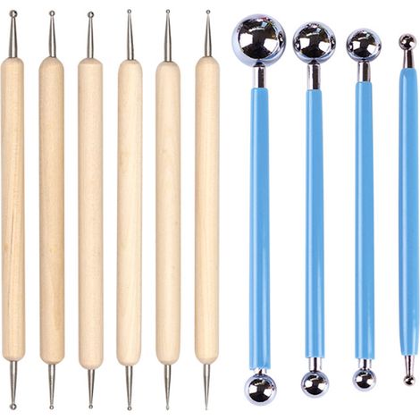 Kit de 10 outils de pointillage DIY : stylets à bille en acier inoxydable pour peinture mandala sur roche