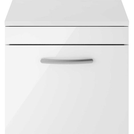 Nuie Athena Wall Hung 1-Drawer Vanity Unit and Worktop 500mm Wide - Gloss White (1/5)