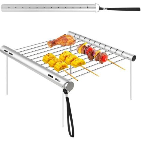 Parrilla de carbón portátil, parrilla plegable de acero inoxidable, mini parrilla para acampar, picnics, jardín y senderismo, 31 x 3 x 3 cm