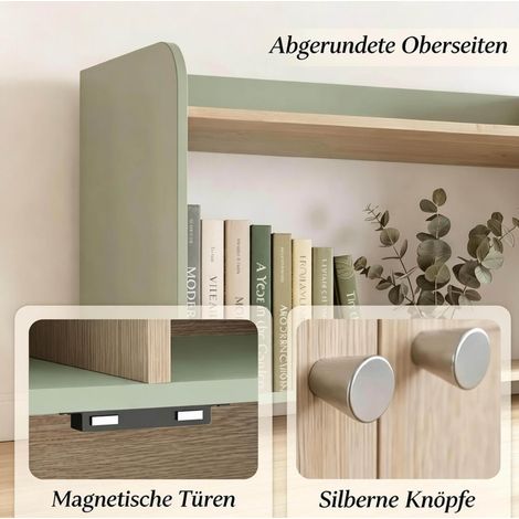 Hohes Bücherregal 60 x 30 x 161,2 cm aus MDF und Spanplatte, grün, fürs Wohnzimmer – MEUBLIV (1/5)