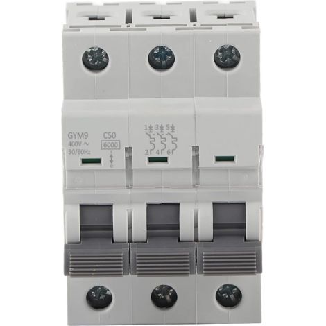 Disjoncteur Miniature AC, Disjoncteur à Montage Sur Rail DIN 230/400V 3 Pôles, Disjoncteur De Courant De Protection Contre les Fuites électriques(50A) (1/5)
