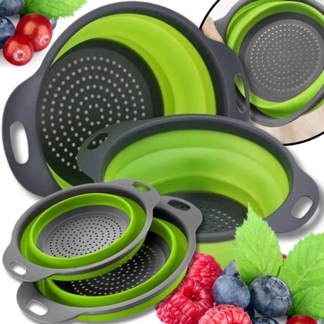 Scolapasta pieghevole in silicone con manici, capacità 18 cm (1/5)
