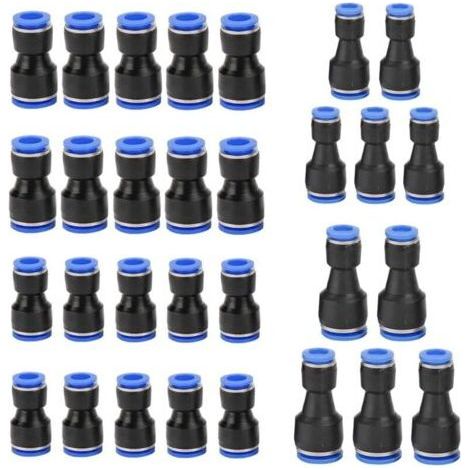 30 Pieces Pneumatic Reducer Fitting 4-8, 6-8, 8-10, 6-12mm OD Plastic Pneumatic Connectors Compressed Air Quick Coupling Push Quick Reducer Fittings for Air Hose (1/5)