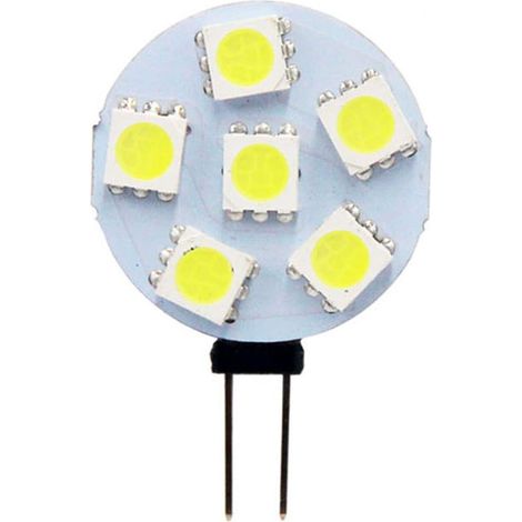 Bombilla LED G4 de 2 W, CA/CC de 12 a 24 V, 200 lm, blanco frío de 6000 K, 12 x 5050SMD, equivalente a bombilla halógena de 20 W, no regulable, bombilla LED redonda G4 para luz de armario, iluminación (1/4)
