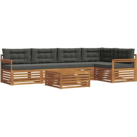 Conjunto de sofás de exterior 6 uds. Natural y Antracita vidaXL (1/5)