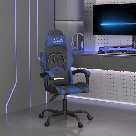 vidaXL Silla gaming giratoria cuero sintético negro y azul (1/5)