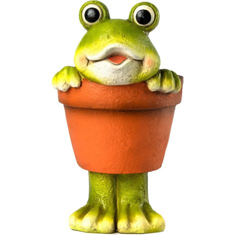 Pot de fleurs grenouille  Pot décoratif 19 x 35 x 24 cm  Jardinière d'intérieur/extérieur/terrasse  Idéal pour les petites pl (1/5)