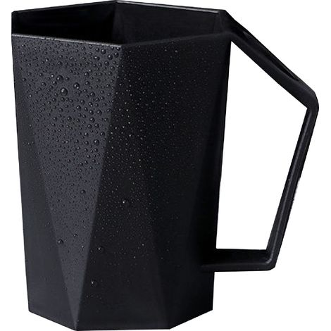 Gobelet de brosse à dents géométrique de 400ml, Portable, Simple, en plastique, Couple, losange, bain de bouche, gobelets pour la maison et les voyages, noir (1/5)
