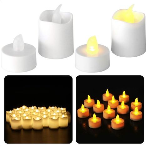 Bougies chauffe-plat LED - Bougies chauffe-plat - Bougies réalistes - Petites bougies - Lot de 16 - 10 petites et 6 grandes - Blanc chaud - Hauteur de la flamme : 25 mm - Interrupteur marche/arrêt - P (1/5)