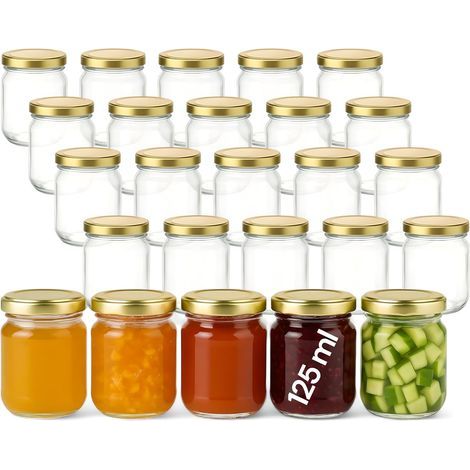 25 - Storage Jar - Jam Pot - Airtight Seal TO53 - For Honey and Spices - Gold - 5.6x7.5cm (1/5)