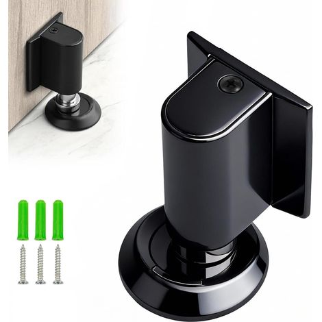 Butée De Porte Magnétique, Bloc Porte Magnétique en Métal Butée de Porte Réglable Arrêts de Portes avec Adhésif et Vis Bloc Porte Aimanté Stop Porte pour Tous les Sols Durs Noir (1/5)