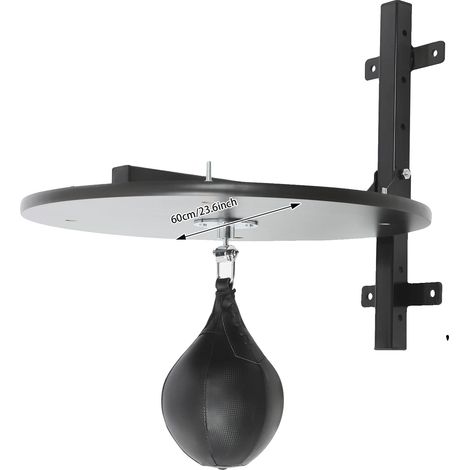 Plataforma para saco de boxeo, diseño de montaje en pared, altura ajustable, color negro. (1/2)