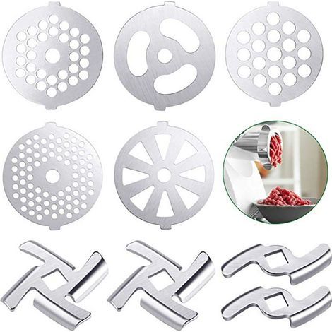 Meat grinder accessories – 9 stainless steel pieces – Precision blades and mesh – For fast and efficient grinding (1/5)