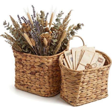 Panier Suspendu, Panier Osier Rangement Mural pour Porte, Cuisine, Salle de Bains et Salon, Rangement Fruits, Décoration de Mariage Style Bohème, Rangement Maison (1/5)