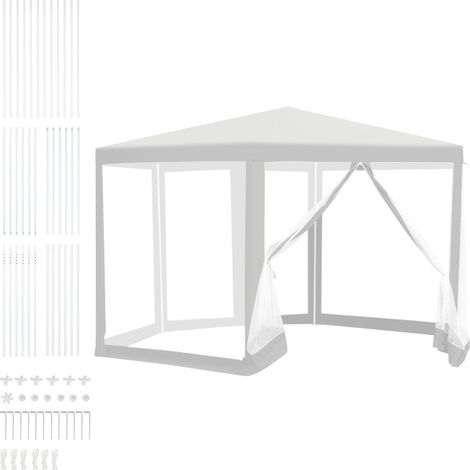 Tenda con zanzariera Tenda esagonale per feste all'aperto per pergolato da giardino resistente ai raggi UV 2x2x2m bianco (1/5)