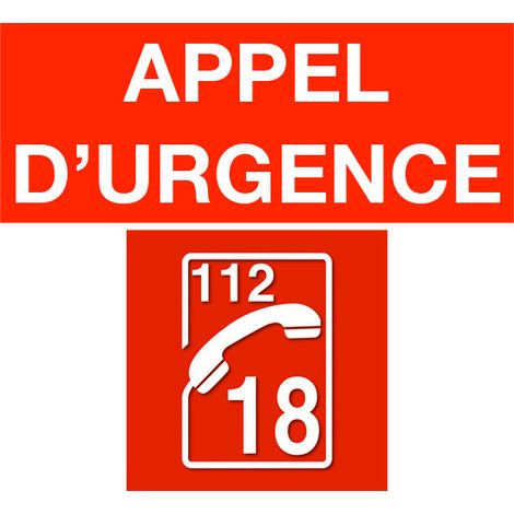 Jeu de 2 stickers (APPEL D'URGENCE & 112/18 sur fond rouge) pour IXDVFLBPR - AIPHONE STICKER-SDIS