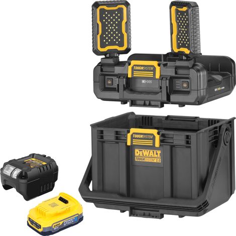 DeWalt DWST08061-1 Werkzeugbox mit integrierten Leuchten 395 x 352 x 255 mm ToughSystem 2.0 + 1x Powerstack Akku 1,7 Ah + Ladegerät (1/5)