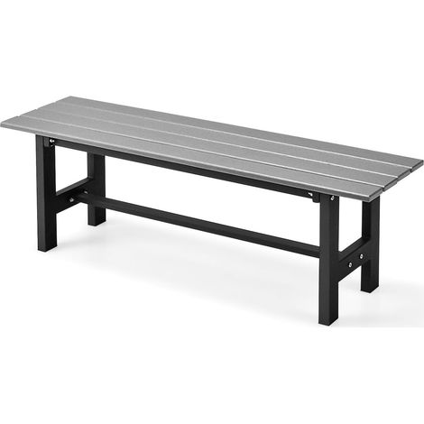 COSTWAY Panchina da Esterno con Sedile HDPE, Panca da Giardino con Telaio in Metallo Verniciato a Polvere, Panchina da Giardino, Parco e Balcone, Portata 300 kg, 120 x 36 x 40,5 cm (Grigio) (1/5)