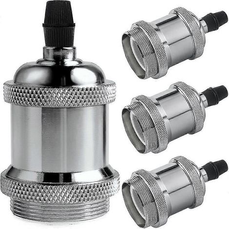 Douille E27. Suspension rétro. Adaptateur en céramique massive. 4 pièces, douille chromée. (1/3)