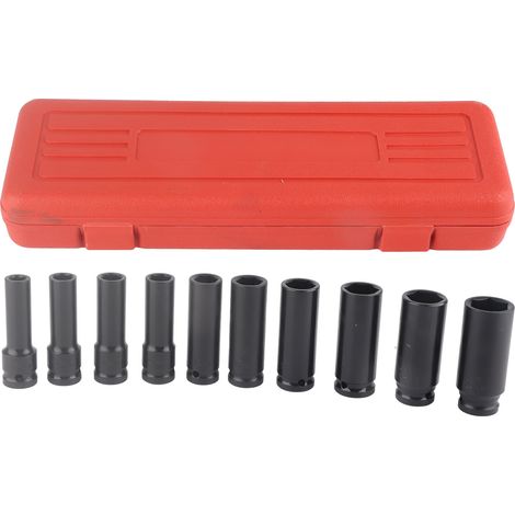 Jeu de 10 douilles à choc 1/2 pouce, tête 6 pans, adaptateur outil de réparation, haute dureté (1/5)