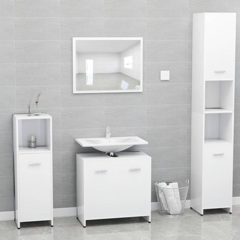 Ensemble de meubles de salle de bain,Mobilier de Rangement de Toilette Blanc Bois d'ingénierie -82620 (1/5)