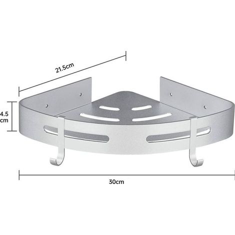 2er-Set Duschablagen (ohne Bohren), Duschkorb mit 2 Aluminiumhaken, Duschkorb aus Edelstahl, wasserdicht, für Bad, Küche und WC, silberfarben (1/5)