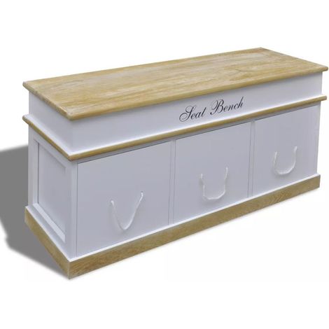 Cassapanca con Scarpiera per Ingresso 100x35x45 cm in Legno massello di paulownia (1/5)