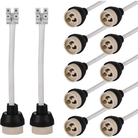Portalampade in ceramica GU10: cavo in silicone di alta qualità (15 cm/10 mm), portalampada GU10, spina GU10 per lampade GU10 (0–250 V, 3 A), 12 pezzi (1/4)
