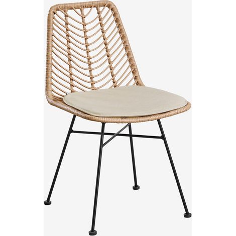 Chaise de salle à manger en rotin synthétique naturel Gouda SKLUM NATUREL          Noir