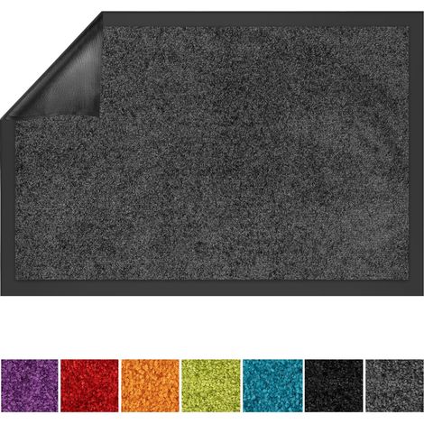 Tapis de Porte Paillasson d'entrée Use&Wash Gris anthracite 120 x 300 cm