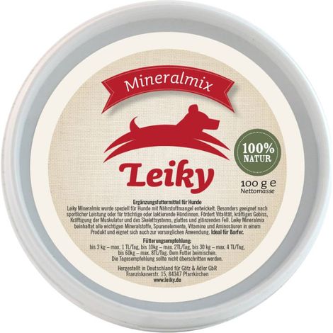 Mineralmix 100g miscela vitaminica per cani integratore per una dieta fatta in casa carenze nutrizionali, gravidanza e allattamento Leiky