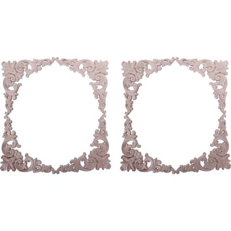 Lot de 8 appliques décoratives d'angle en bois d'hévéa sculptécouleur chênepour meubles et portes. Couleur bois à faire soi-même. (1/5)