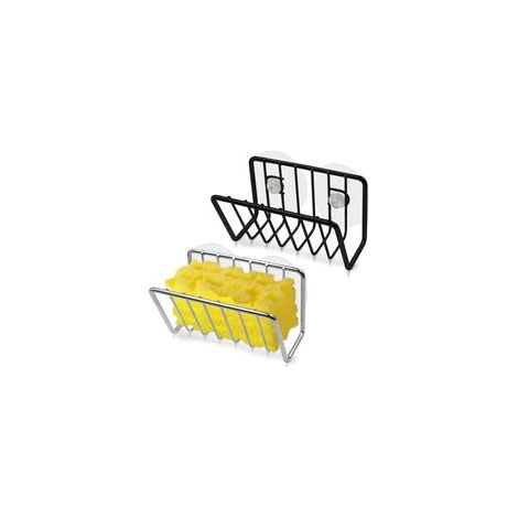 Lot de 2 porte éponges en acier inoxydable pour évier de cuisine, avec 4 ventouses, pour éponge, savon, brosse (1/5)