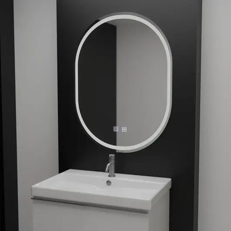 Miroir LED Ovale 60x80cm Velara Touch Systeme Desembuage Gradable (1/3)