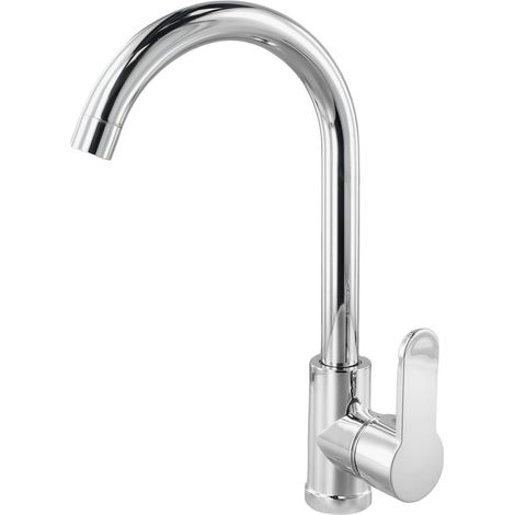 Mitigeur d'évier, robinet de cuisine en acier inoxydable à un seul arc, robinet de cuisine à grand arc, mitigeur de lavabo double usage eau chaude et froide, finition placage